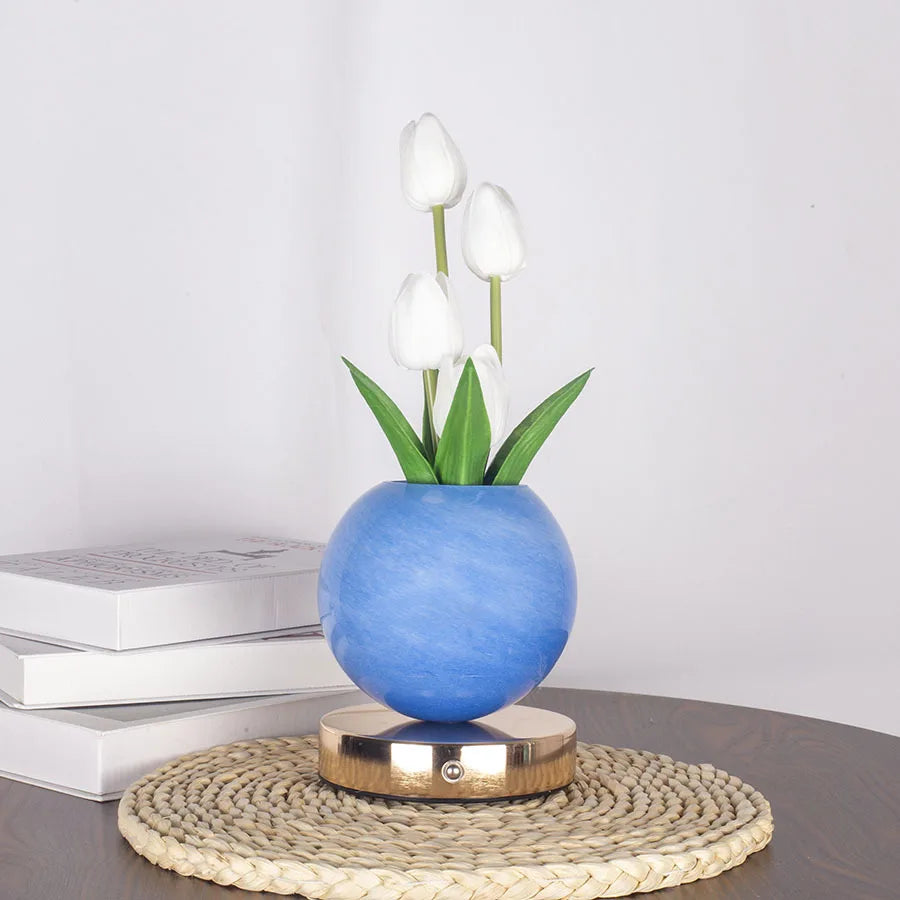 Illuminate Your Space with the Tulip LED Night Light - USB Rechargeable Table Lamp for Bedroom Decor and Festive Celebrations