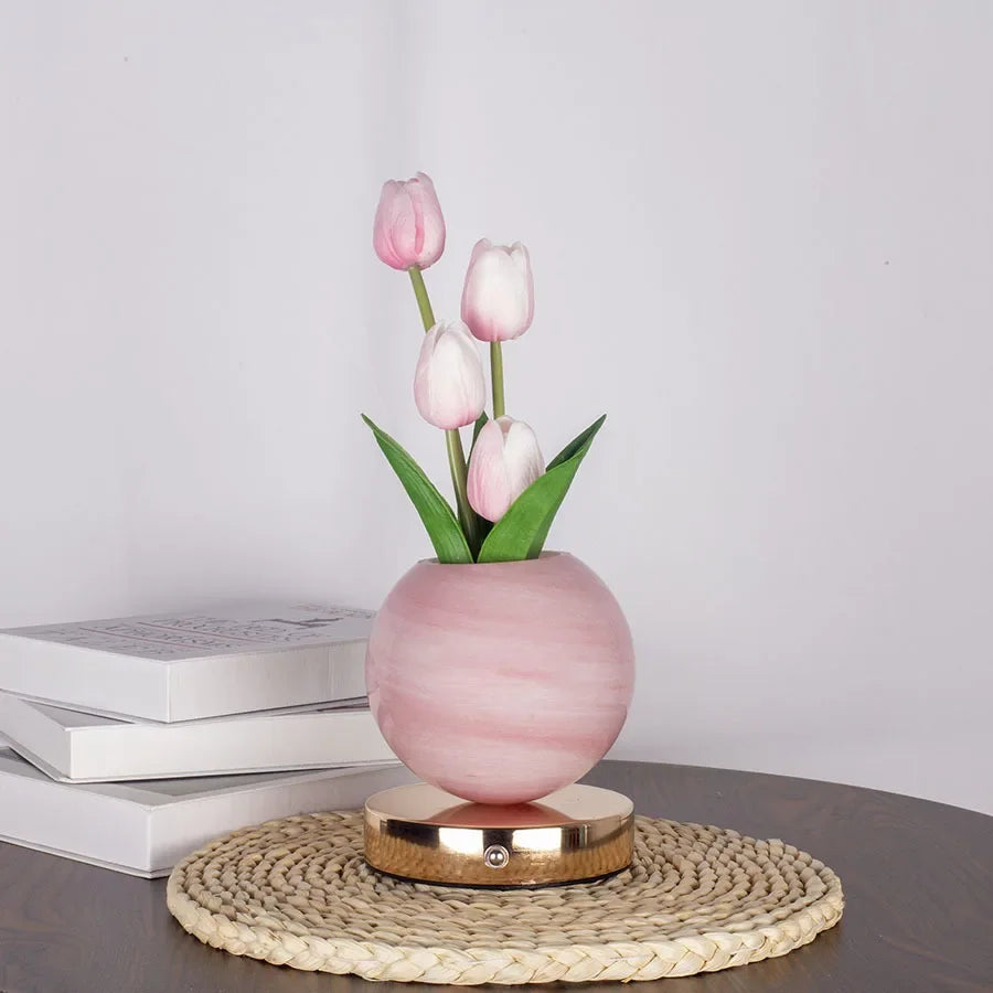 Illuminate Your Space with the Tulip LED Night Light - USB Rechargeable Table Lamp for Bedroom Decor and Festive Celebrations