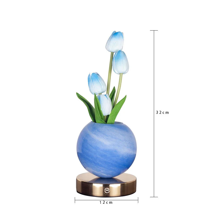 Illuminate Your Space with the Tulip LED Night Light - USB Rechargeable Table Lamp for Bedroom Decor and Festive Celebrations