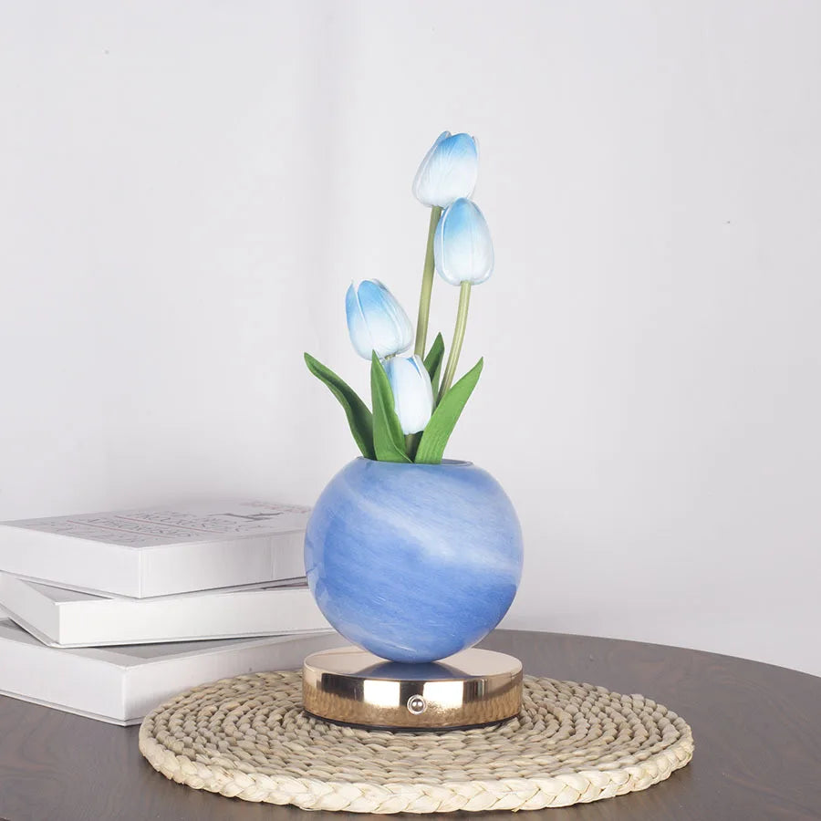 Illuminate Your Space with the Tulip LED Night Light - USB Rechargeable Table Lamp for Bedroom Decor and Festive Celebrations